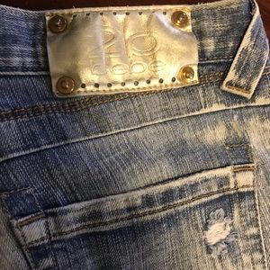 2b Bebe Jeans distressed straight leg jeans